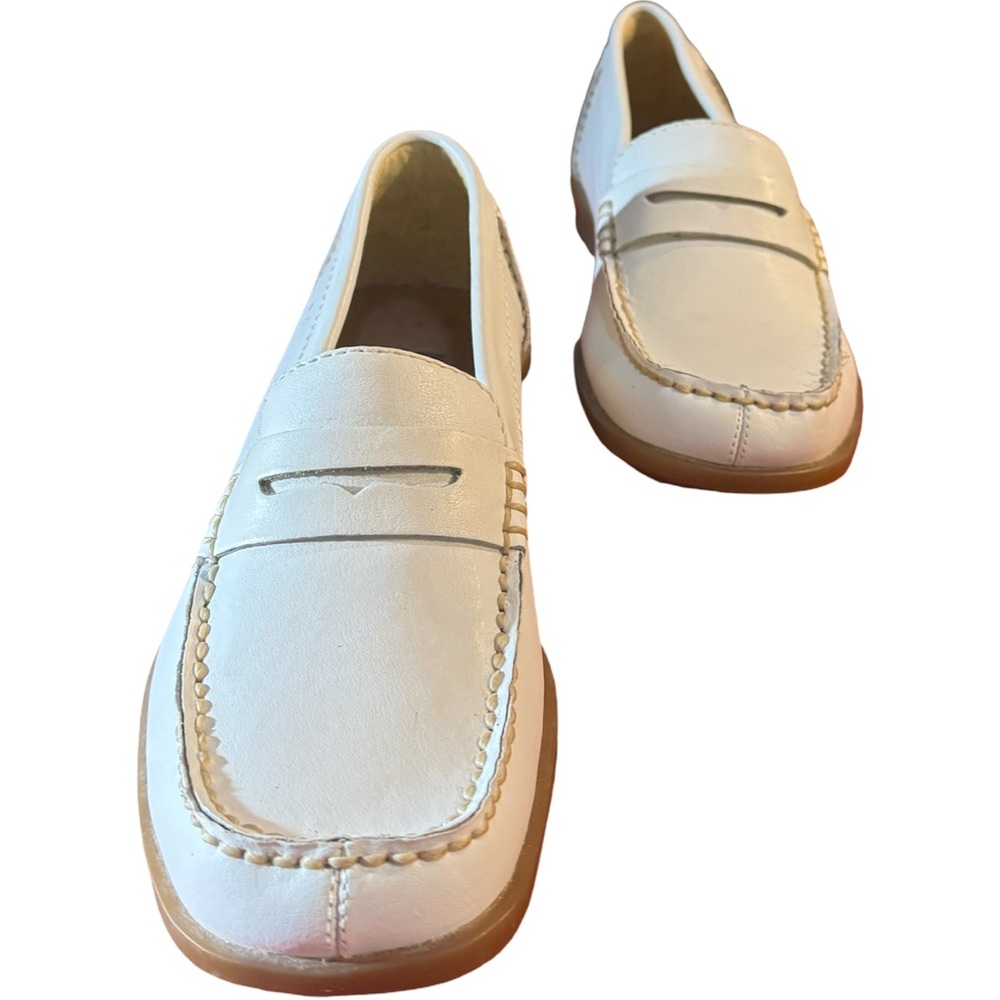 A2 By Aerosoles White Leather Penny Loafers Flats